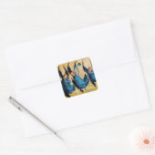 DRIE KERSTENGELEN IN HET BLAUW VIERKANTE STICKER (Envelop)