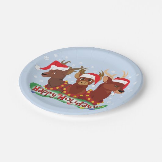 Drie kerstfeestdagen papieren bordje (Gekanteld)