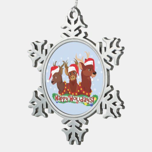 Drie kerstfeestdagen tin sneeuwvlok ornament (Rechts)