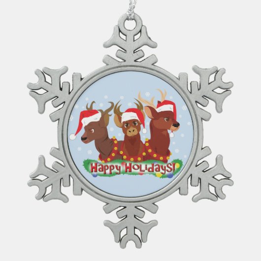 Drie kerstfeestdagen tin sneeuwvlok ornament (Voorkant)