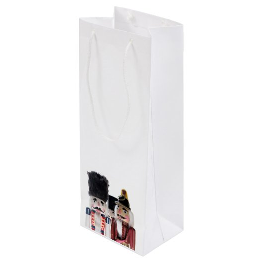 Drie kerstgekken wijn cadeautas (Achterkant Gekanteld)