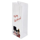 Drie kerstgekken wijn cadeautas (Voorkant Gekanteld)