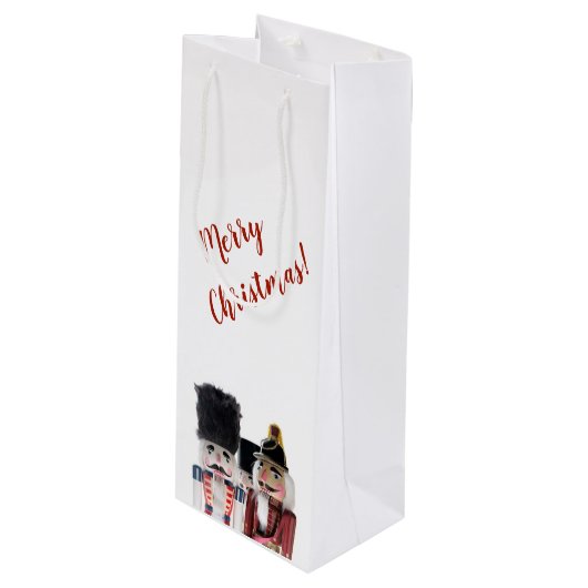 Drie kerstgekken wijn cadeautas (Voorkant Gekanteld)