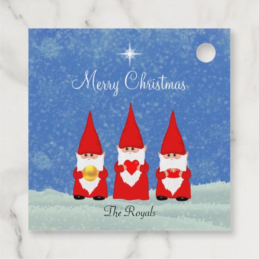 Drie kerstgnomen bedankjes labels (Achterkant)