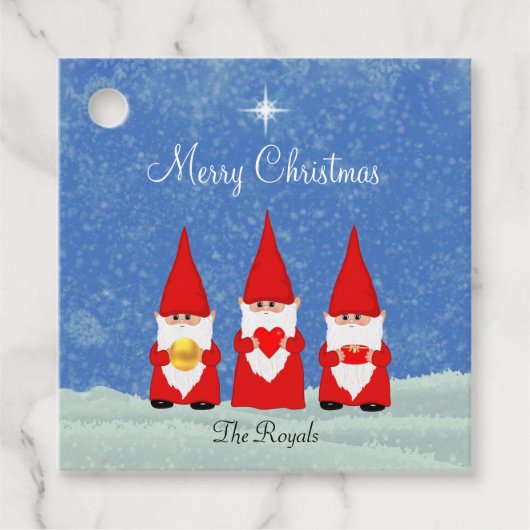 Drie kerstgnomen bedankjes labels (Voorkant)