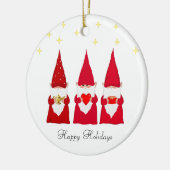 Drie kerstgnomen en sterren keramisch ornament (Links)