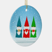 Drie kerstgnomen keramisch ornament (Rechts)