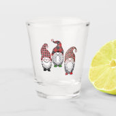 Drie kerstgnomen met speldenontwerp | Kerstmis Shot Glas (Voorkant)