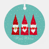 Drie kerstgnomen op Blauwgroen Metalen Ornament (Achterkant)