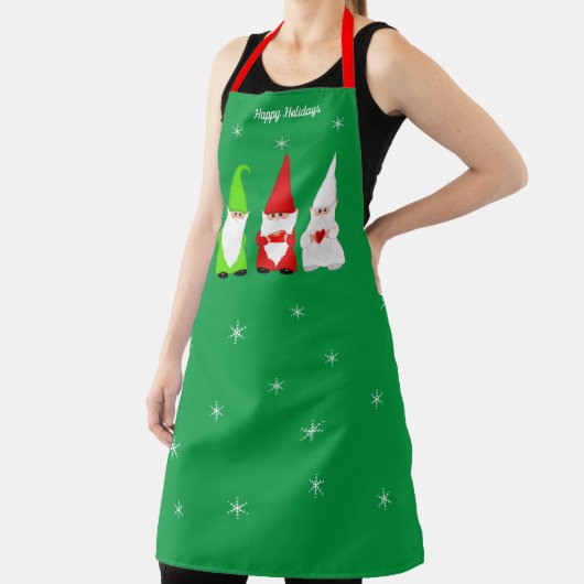 Drie kerstgnomen op groen schort (Insitu)