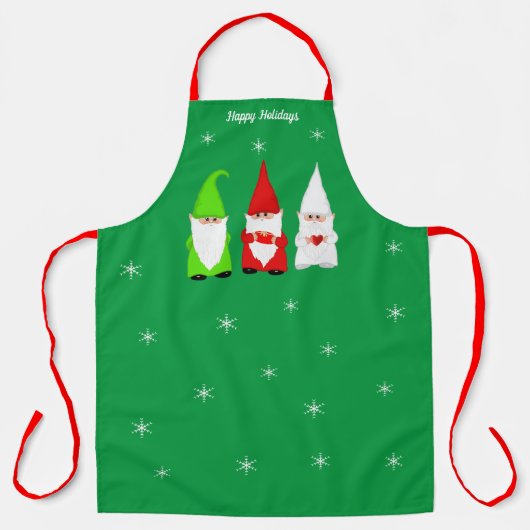 Drie kerstgnomen op groen schort (Voorkant)