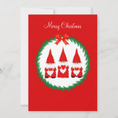 Drie kerstgnomen op rood (Voorkant)