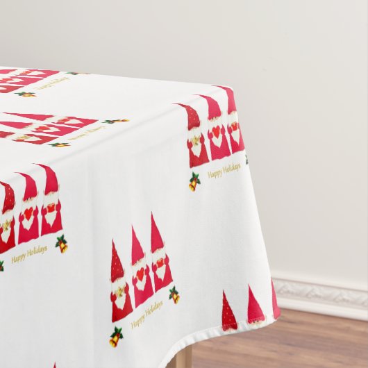 Drie kerstgnomen op wit tafelkleed (Voorbeeld)