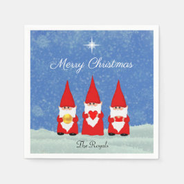 Drie kerstgnomen servet