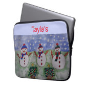 Drie kersthoes voor Snowmen-laptop Laptop Sleeve (Voorkant Links)
