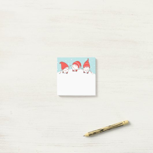 Drie Kerstkabouter Elfen Post-It Notities Post-it® Notes (Op bureau)