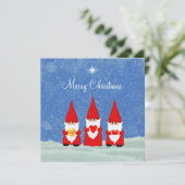 Drie Kerstkabouterkaart Kaart (Staand voorkant)