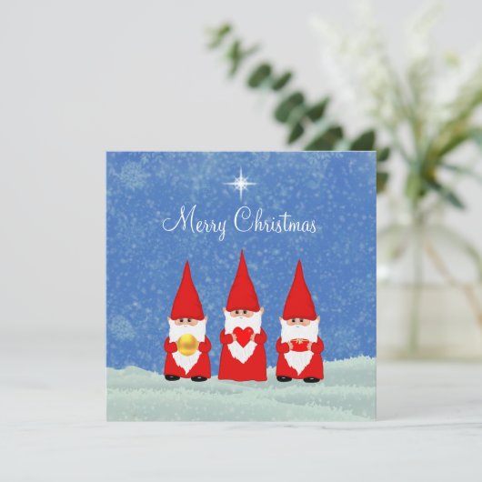 Drie Kerstkabouterkaart Kaart (Staand voorkant)