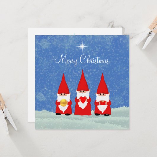 Drie Kerstkabouters kaart (Voorkant / Achterkant in situ)