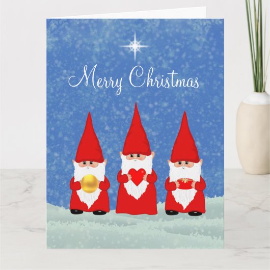 Drie Kerstkabouters Kaart (Voorkant)