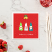 Drie Kerstkabouters op Rood Servet (Insitu)