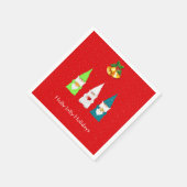 Drie Kerstkabouters op Rood Servet (Hoek)
