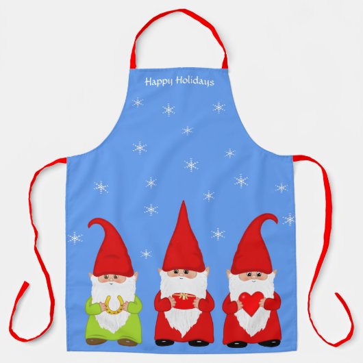 Drie Kerstkabouters & Sneeuwvlokken Schort (Voorkant)