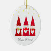 Drie Kerstkabouters & sterren Keramisch Ornament (Rechts)