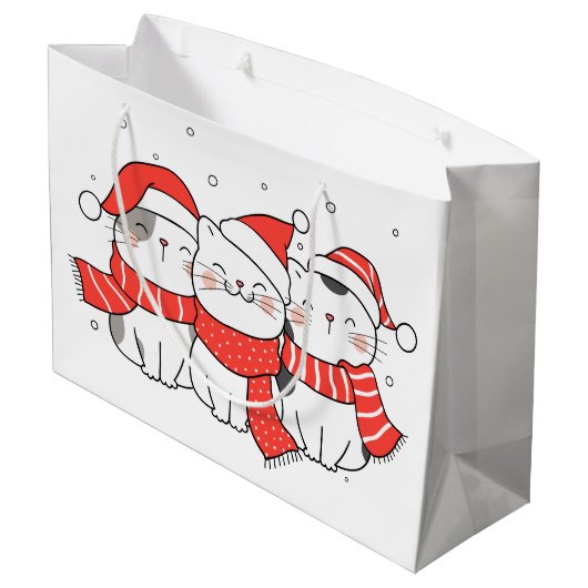 Drie kerstkatten in Petten en sjaals Groot Cadeauzakje (Achterkant Gekanteld)