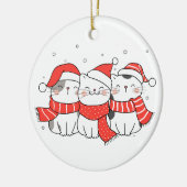 Drie kerstkatten in Petten en sjaals Keramisch Ornament (Links)