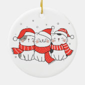 Drie kerstkatten in Petten en sjaals Keramisch Ornament (Achterkant)