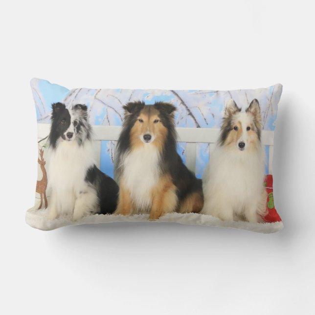 Drie kerstkerst met Sheltie Colors Kussen (Voorkant)