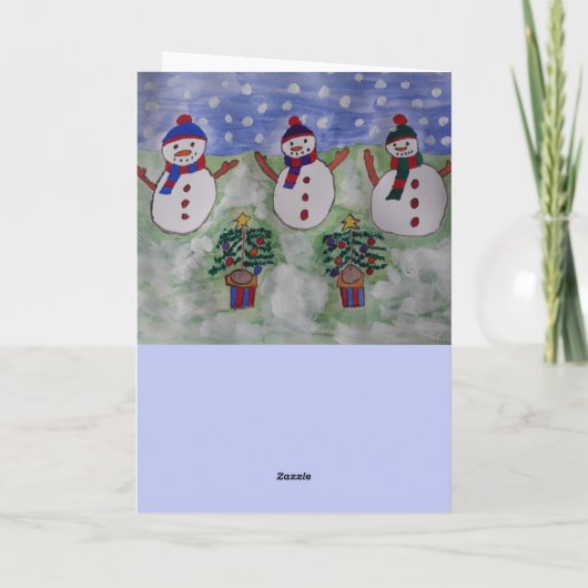 Drie kerstkerst met Snowmen Kaart (Achterkant)