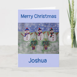Drie kerstkerst met Snowmen Kaart