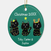 Drie kerstkleden bevestigen Aangepaste namen Groen Keramisch Ornament (Links)