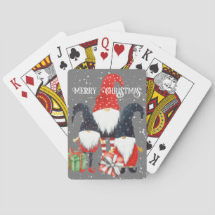 Drie kerstkleppen met Pakketspeelkaarten Pokerkaarten