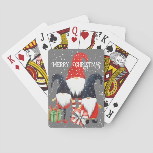 Drie kerstkleppen met Pakketspeelkaarten Pokerkaarten (Achterkant)
