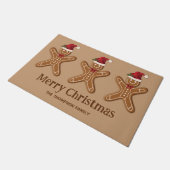 Drie kerstkoekjes voor ontbijt en aangepaste tekst deurmat (Schuin)