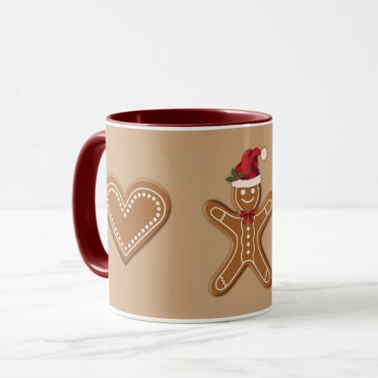 Drie kerstkoekvormen van gemberkoek mok (Voorkant links)