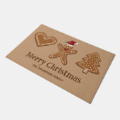 Drie kerstkoekvormen van gemberkoek & tekst deurmat (Schuin)
