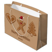 Drie kerstkoekvormen van gemberkoek & tekst groot cadeauzakje (Achterkant Gekanteld)