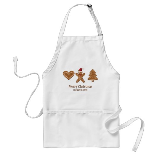 Drie kerstkoekvormen van gemberkoek & tekst standaard schort (Voorkant)