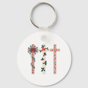 Drie Kerstkruisen Christelijk Geloof Geruit Sleutelhanger