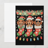 Drie Kerstman Elf Dachshunds Kerst Soks Grappig Feestdagenkaart (Voorkant / Achterkant)