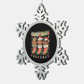 Drie Kerstman Elf Dachshunds Kerst Soks Grappig Tin Sneeuwvlok Ornament (Rechts)