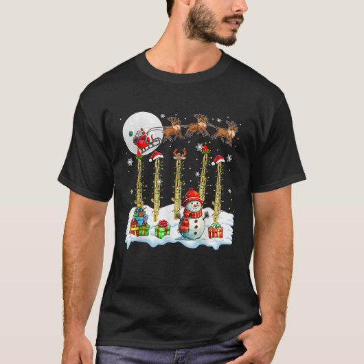 Drie Kerstman Rendier Elf Fluiten Kerst Instrument T-shirt (Voorkant)