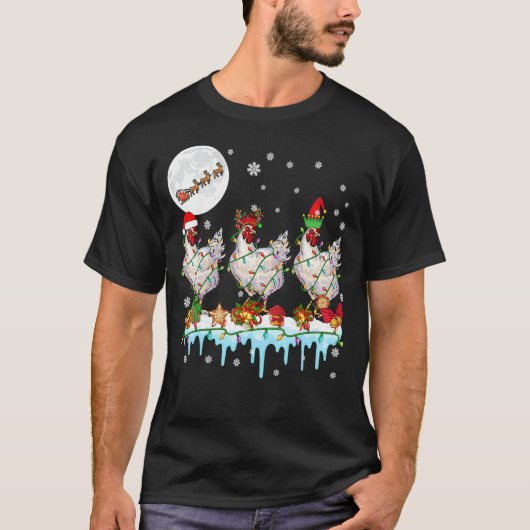 Drie Kerstman Rendier Elf Kippen Kerstman slee T-shirt (Voorkant)