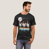 Drie Kerstman Rendier Elf Kippen Kerstman slee T-shirt (Voorkant volledig)