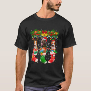 Drie Kerstman Rendier Elf Pit Bull Honden In Kerst T-shirt