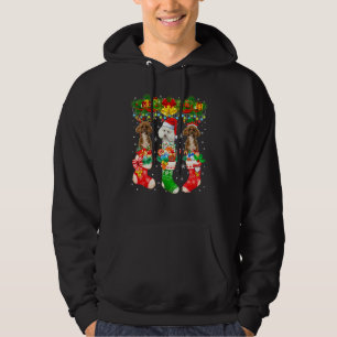Drie Kerstman Rendier Elf Poodle Honden Op Kerstmi Hoodie